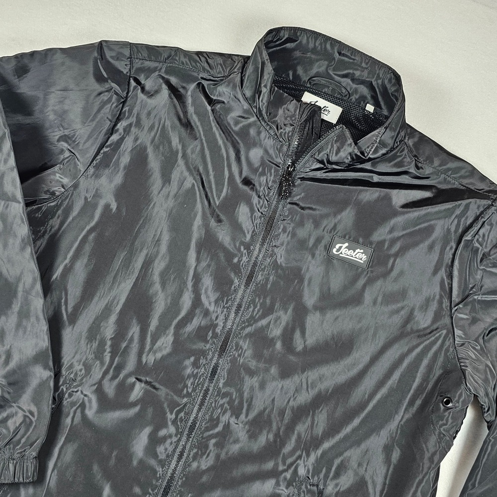 Jeeter Mens Black Full Zip Windbreaker Jacket Mesh Lined Lightweight Size Large